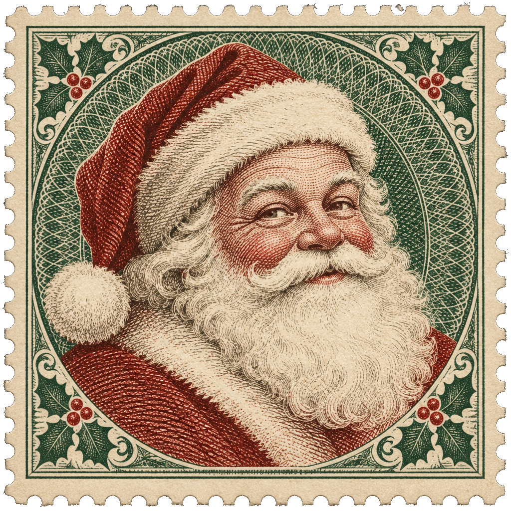 Santa Claus postage stamp with a North Pole postmark